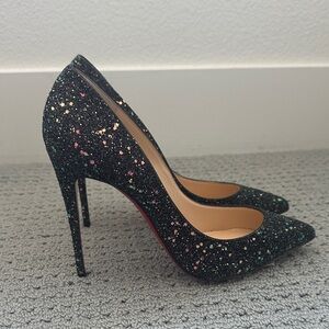 Christian Louboutin Black Multicolor Glitter Heels
